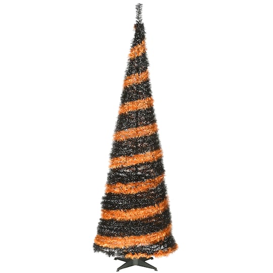 7.5ft. Unlit Orange &#x26; Black Pop-Up Artificial Halloween Tree